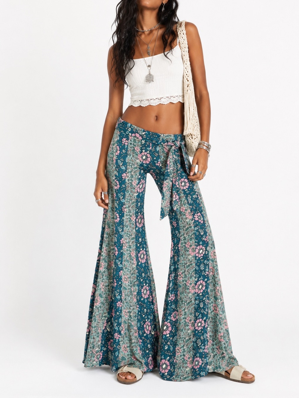 FREE PEOPLE Women’s Bali Sultry Bohemian Flare Pants-Sage Color-Size Small NWT
